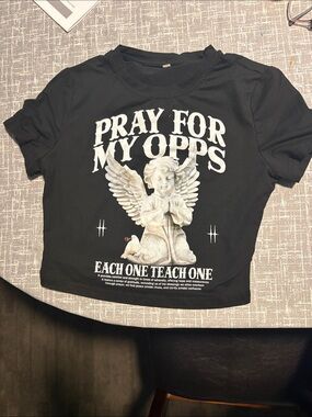 Pray For My Opps Black Graphic woman’s Tee crop top